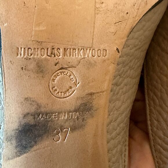 Nicholas Kirkwood Beya Mule Size 37 EU - Neutral Beige Leather Pointed Toe Slide - Picture 7 of 12